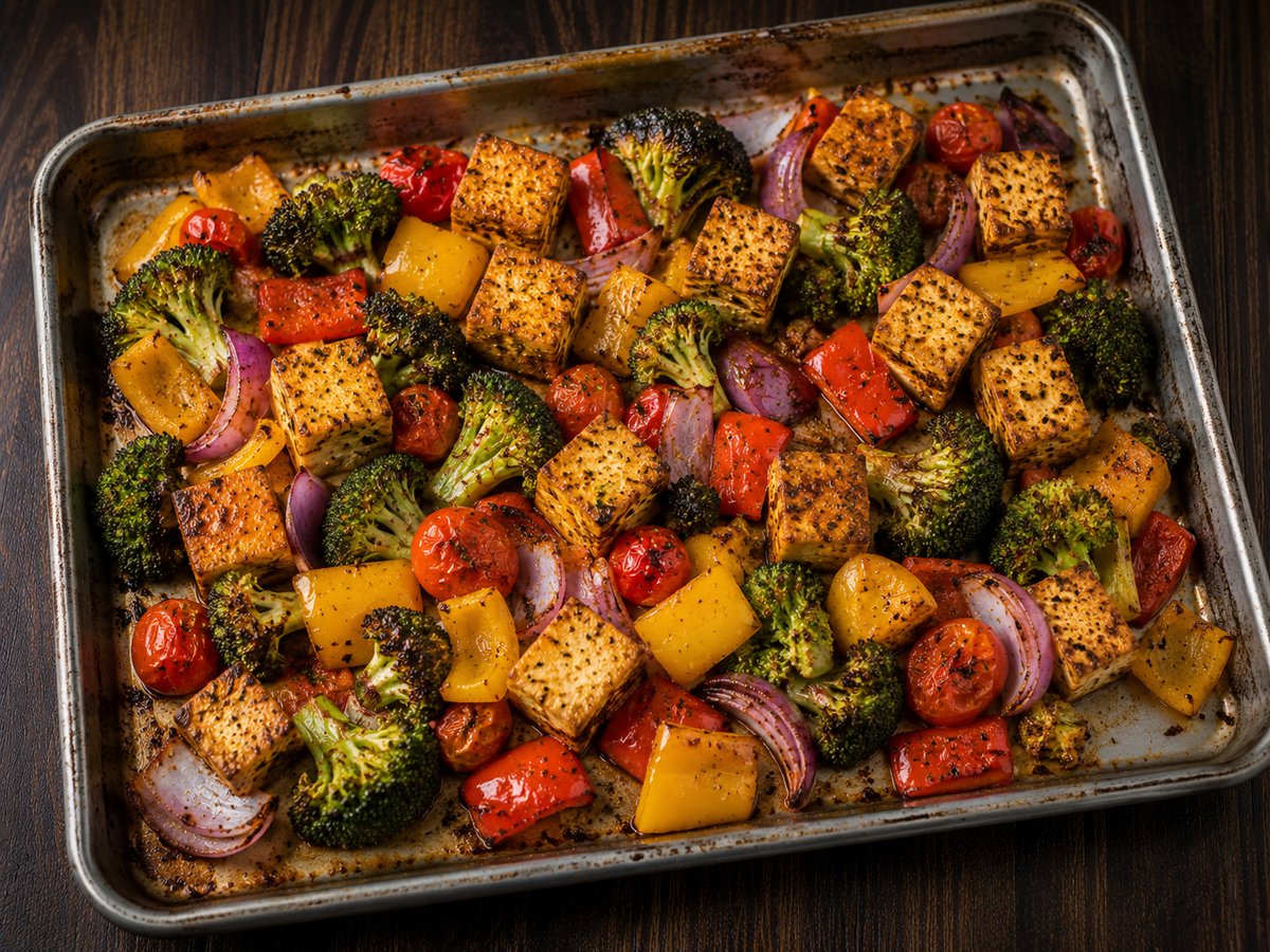 Baked Tofu Veg Traybake