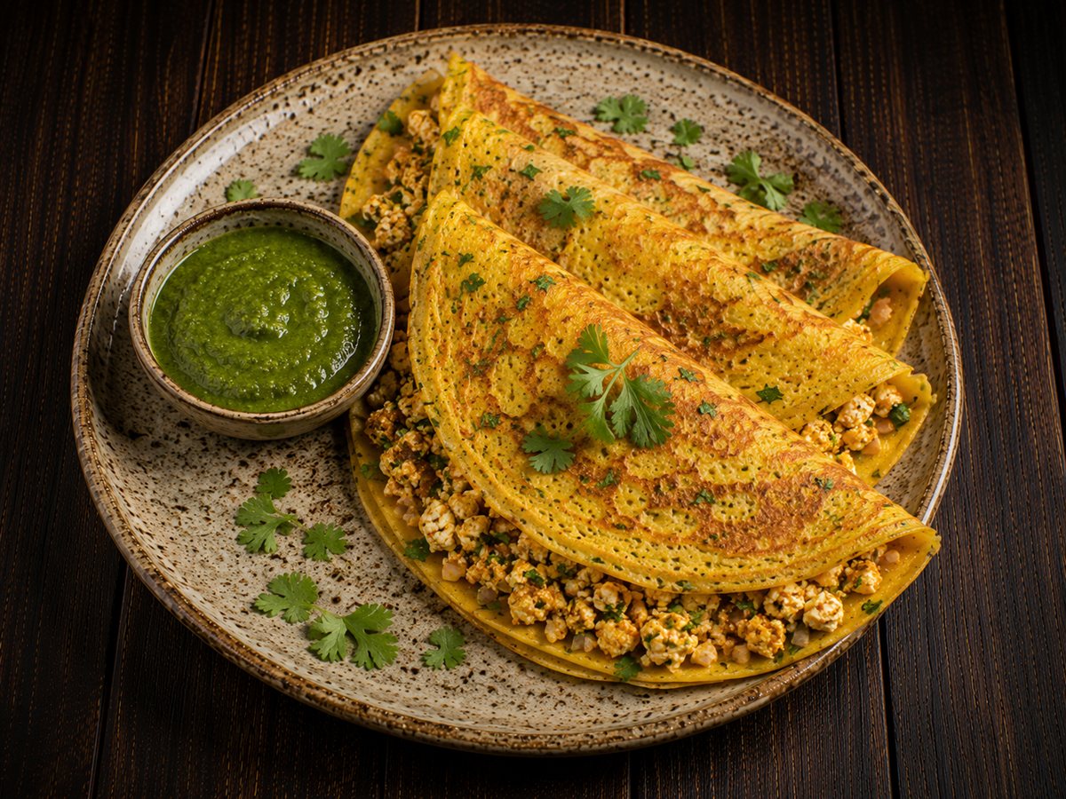 Paneer-Stuffed Moong Dal Cheela