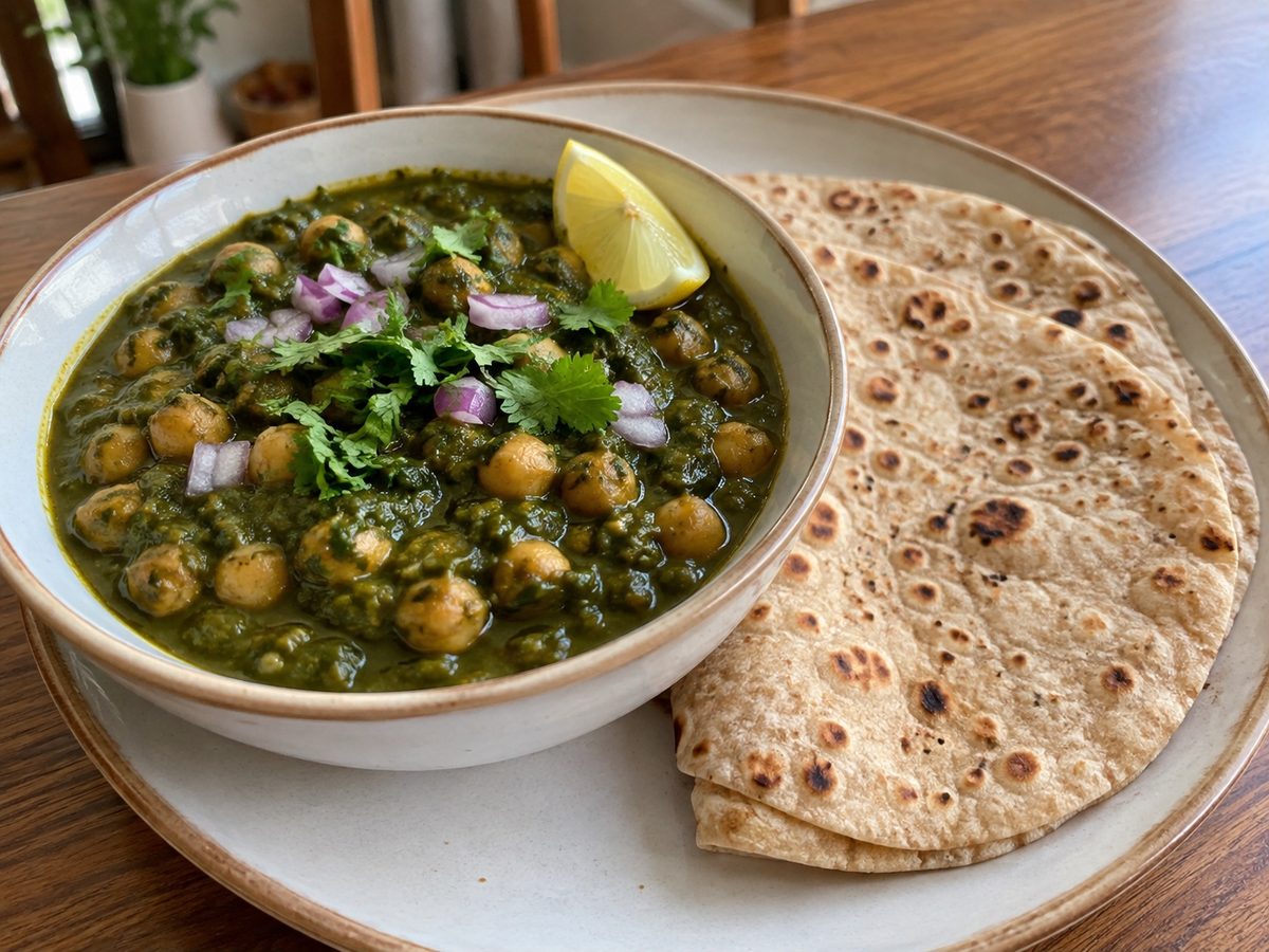 Palak Chole with Roti