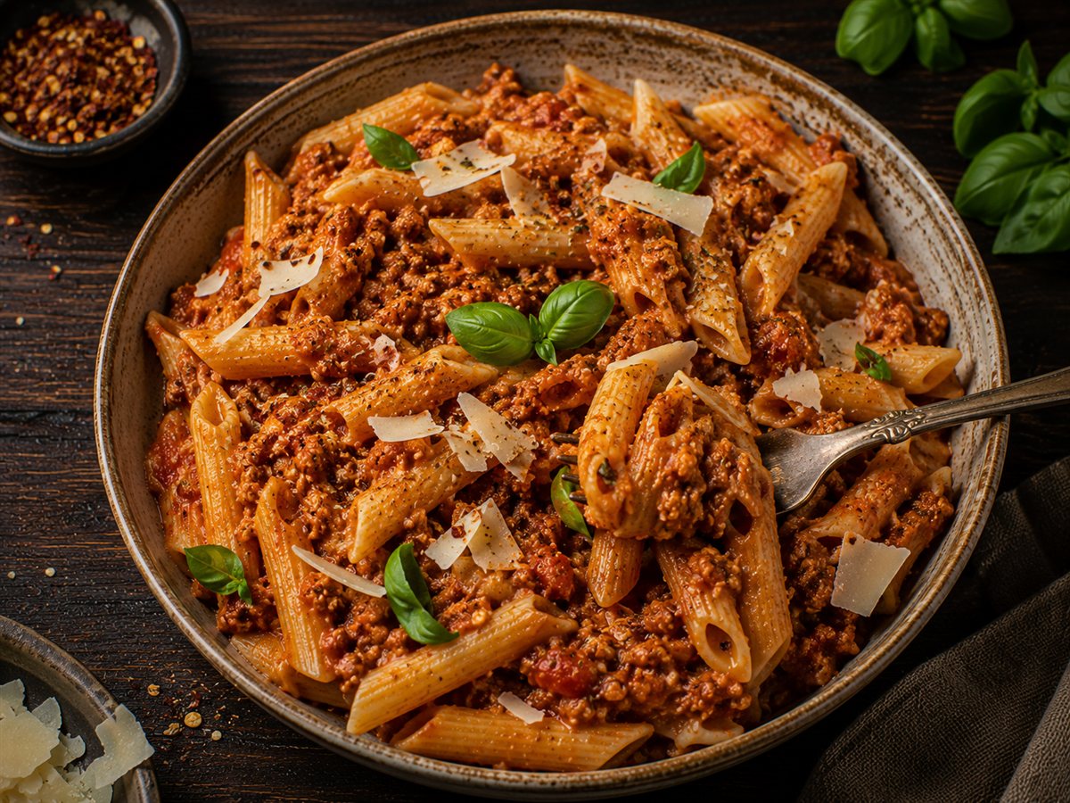 Soya Keema Pasta