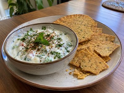 Masala Curd Dip with Khakhra