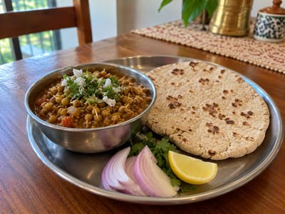 Matki Usal with Jowar Bhakri