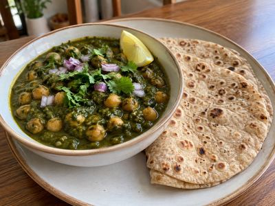 Palak Chole with Roti