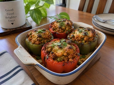 Soya Keema Stuffed Capsicum